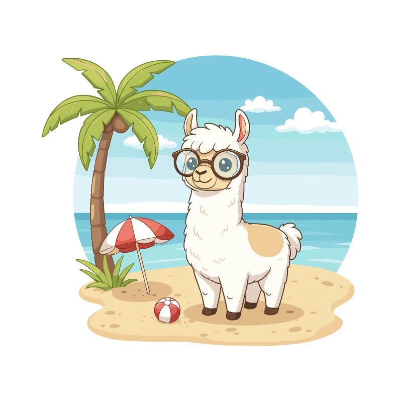 Süßes Llama mit Brille Strand-Sommerurlaub