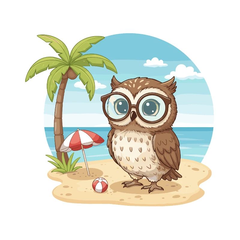 Süße Eule mit Brille Strandsommerferien