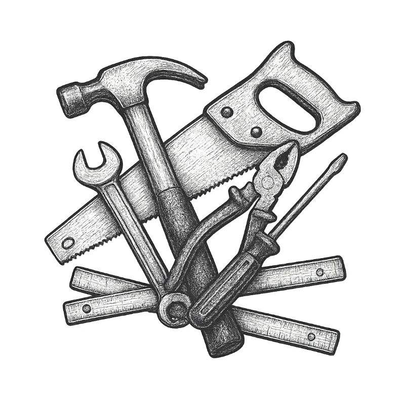 Realistic Craft Tools Illustration