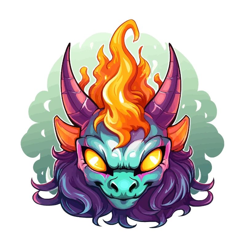 Flammenkopf Dämonengesicht