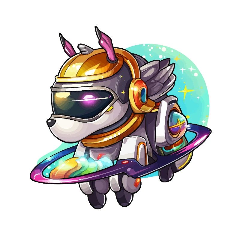 Chien de l’espace sur un hoverboard