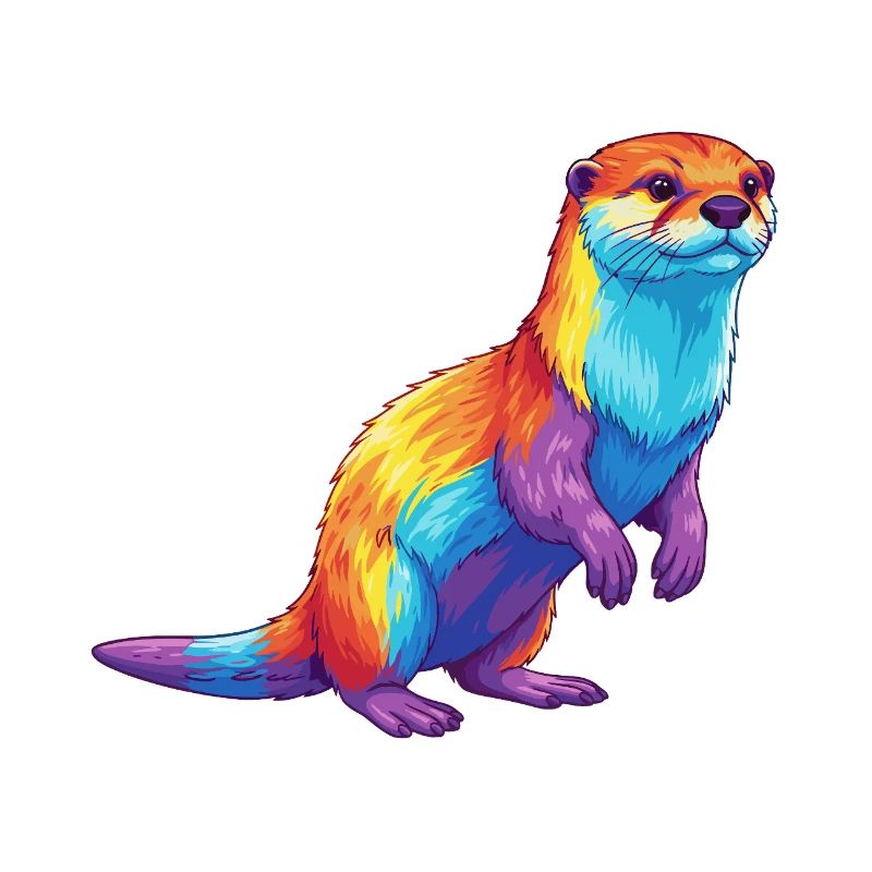 Buntes Otter-Regenbogen-Pop-Art-Aquarell