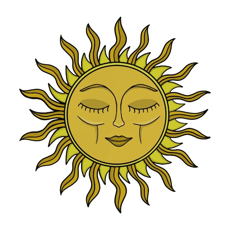 Vintage Celestial Sun Mystical Boho Art