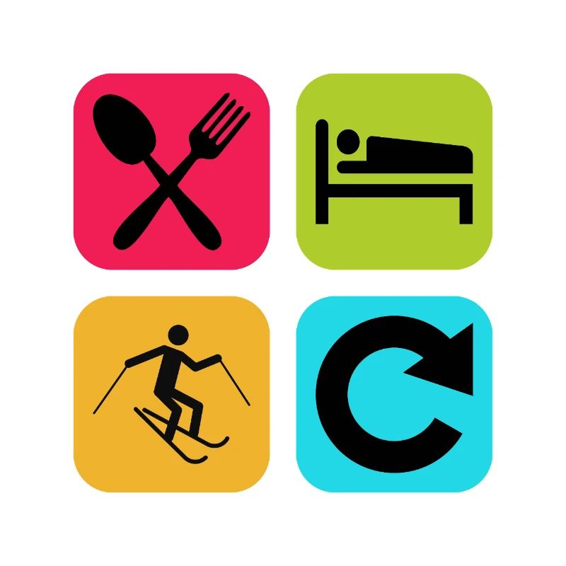Eat Sleep Skiing Repeat Funny Quote Snow