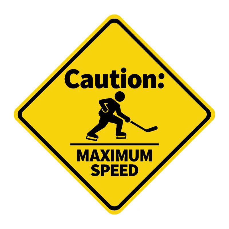 Caution Maximum Speed Eishockey Warnschild