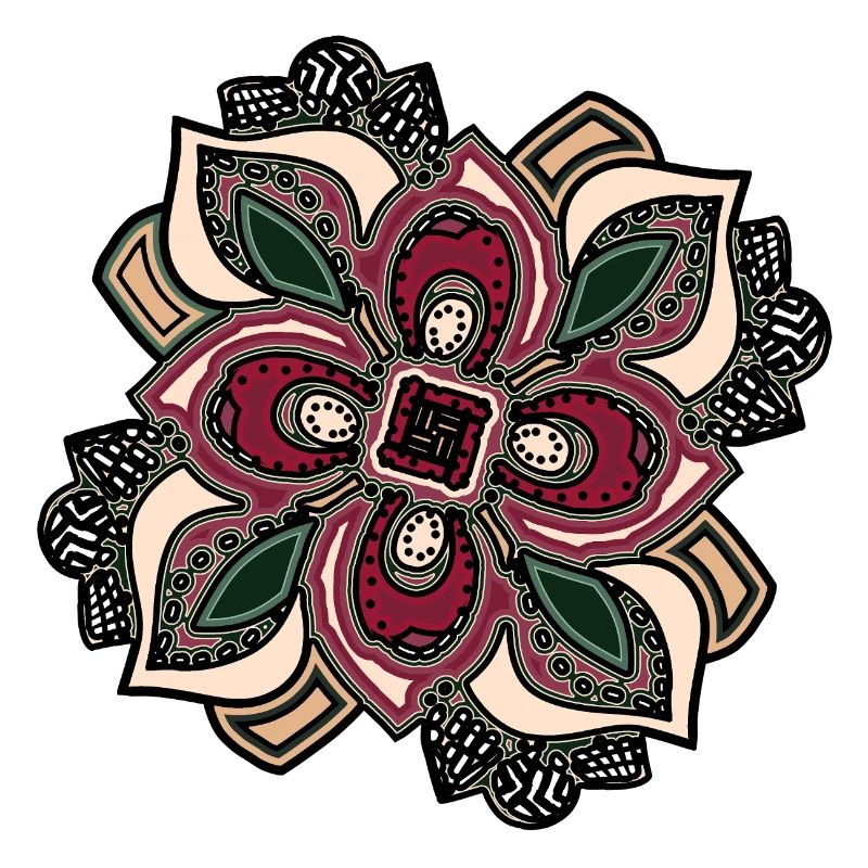 Boho Mandala Blossom Rose Vert