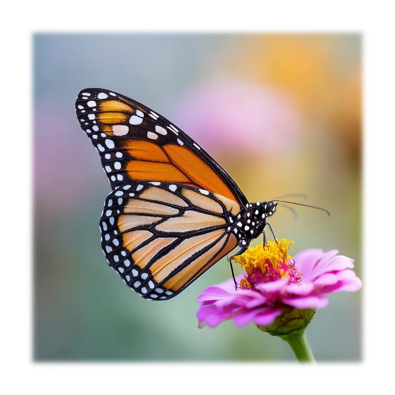 Papillon monarque sur Verbena Macro