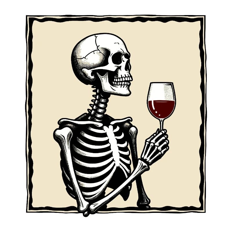 Skeleton with wine glass