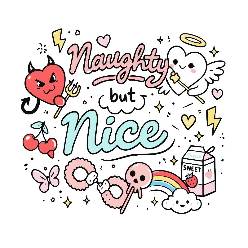 Naughty But Nice Freches Doodle Statement
