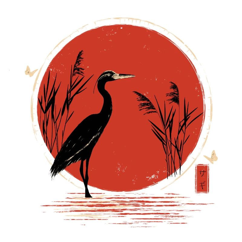 Red Crane Ukiyoe