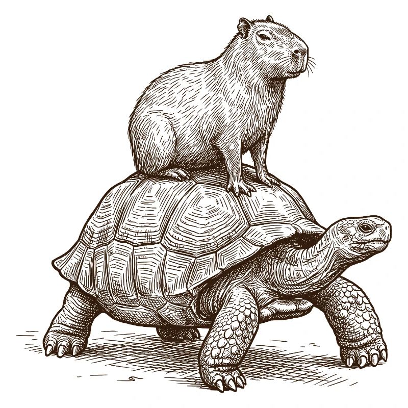Funny Capybara Giant Turtle Lover