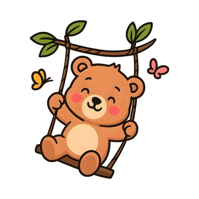 Little bear on swing