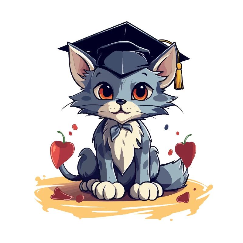 Abschluss Katze mit Graduationskappe