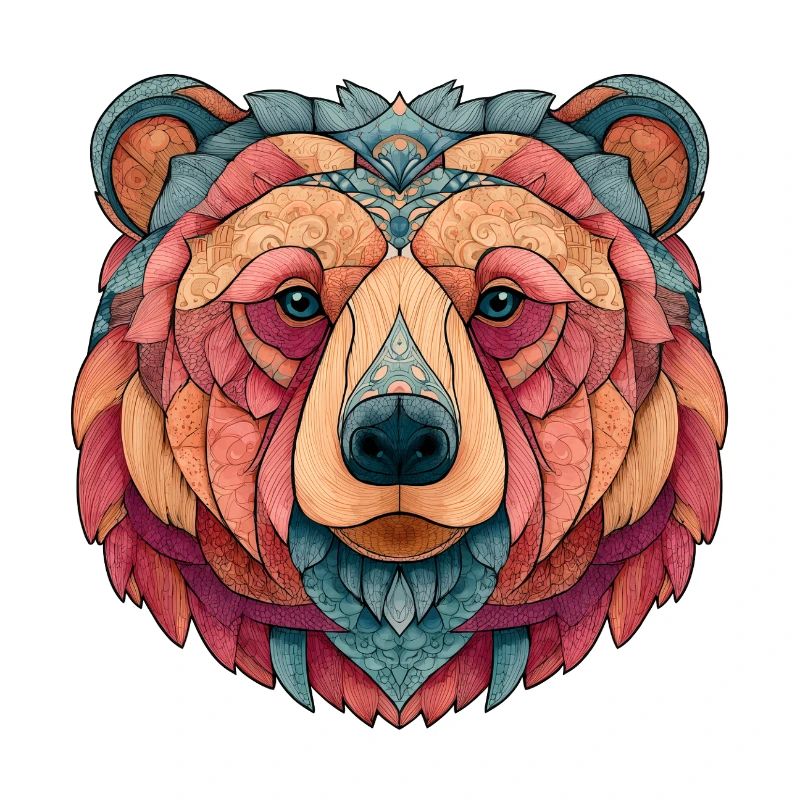 Mandala bear in color, calm and harmony