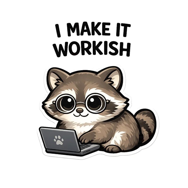 Workish raccoon on laptop