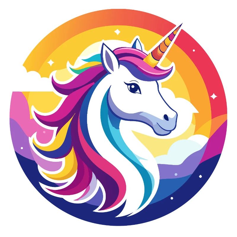 Regenbogen Unicorn buntes Einhorn Kopf Motiv
