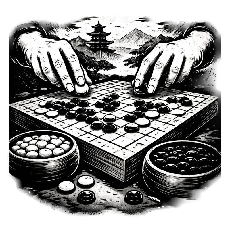 Go Board Game – Zen Strategy Illustration