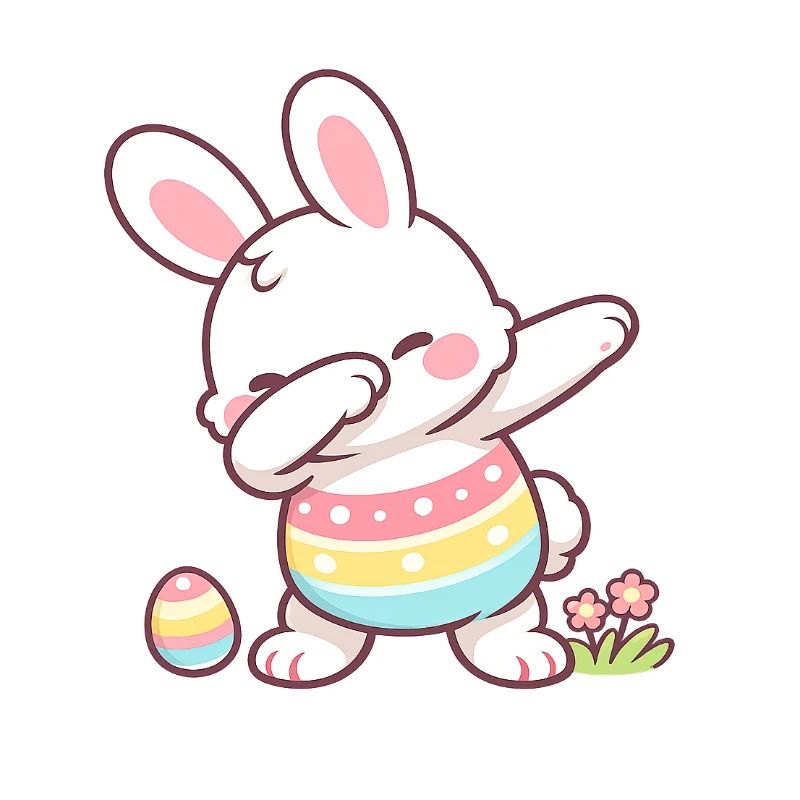 Dabbing Easter Bunny – Cute Kawaii Easter Motif