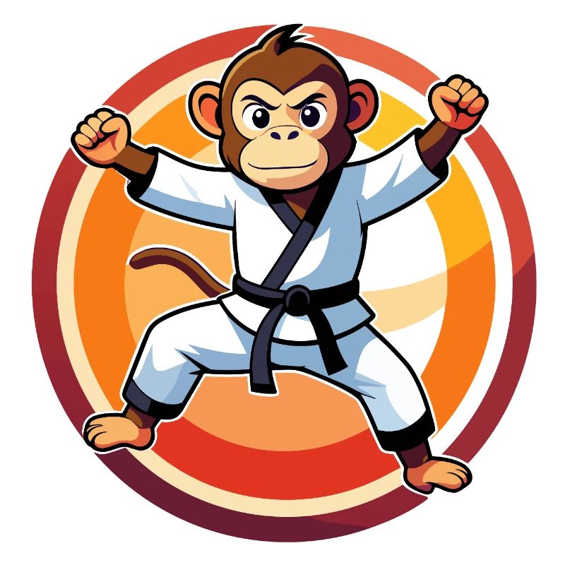 Affe im Karateanzug Karate Training Kinder Motiv