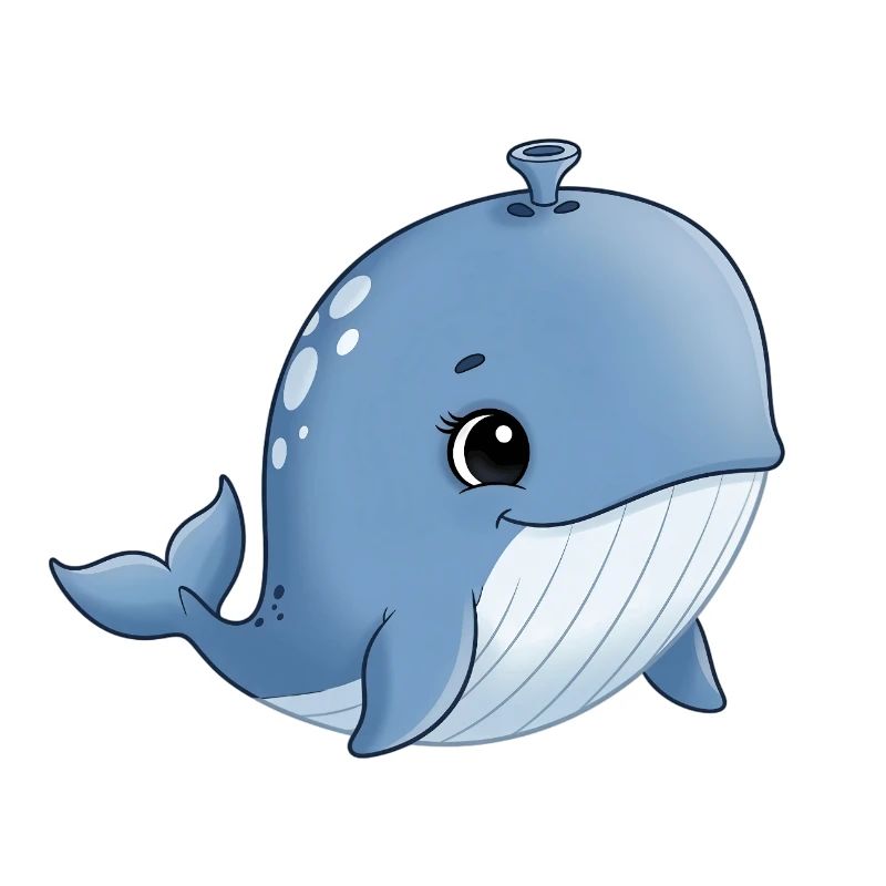 Baleine de dessins animés bleus avec le sourire