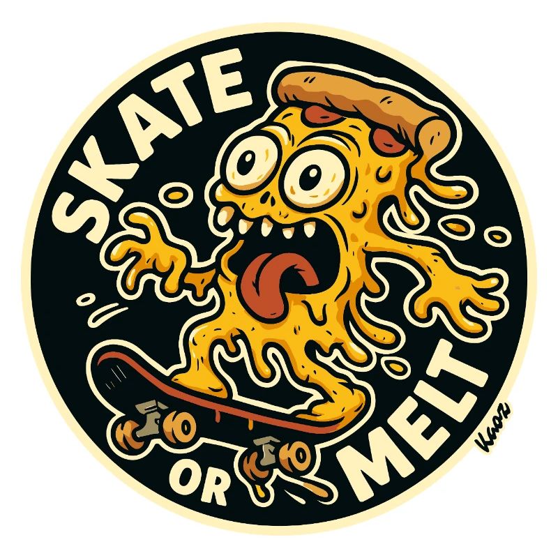 Pizza and Cheese Monster on Skateboard