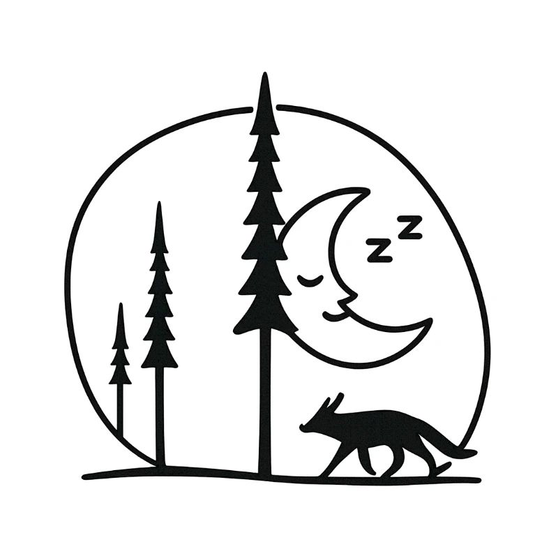 Lunar Night Fox Forest Silhouette Fans Gift
