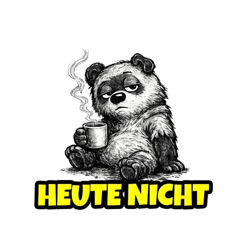 Heute nicht – Grumpy Bär mit Kaffee (Sketch)