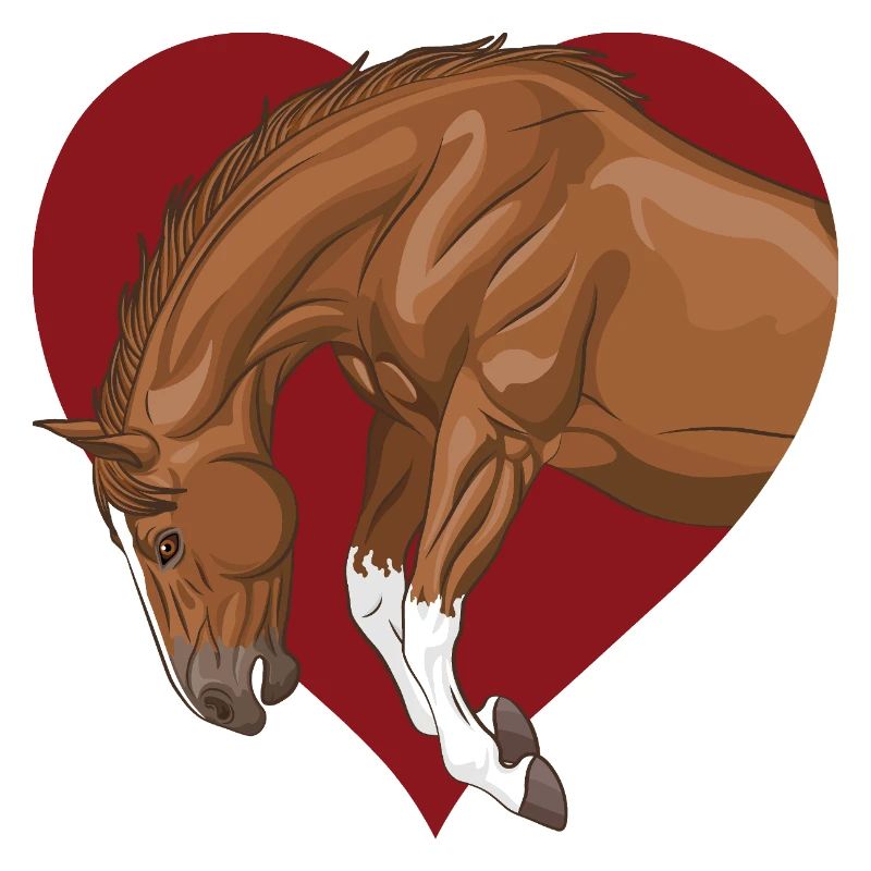 Ein Pferd, das in ein rotes Herz springt