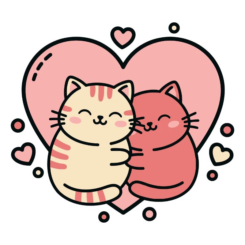 Heartfelt Cat Hug Duo