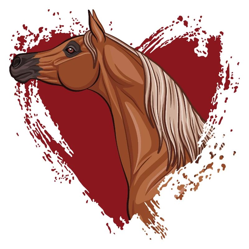 Der Kopf eines arabischen Pferdes und ein rotes Herz