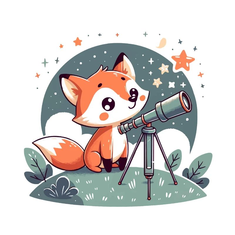 Fox au télescope sous les étoiles