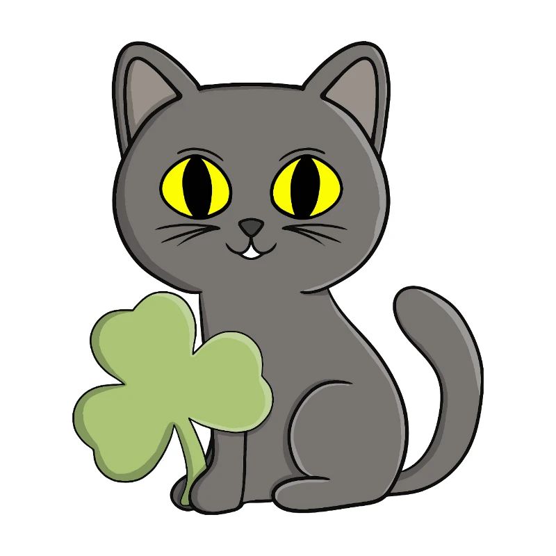 Charme trèfle trèfle chat gris