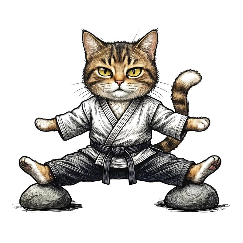 Karate Aikido Cat in Kimono