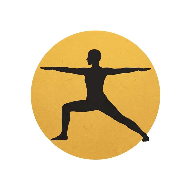 Silhouette de la posture de yoga Warrior II Sun Design