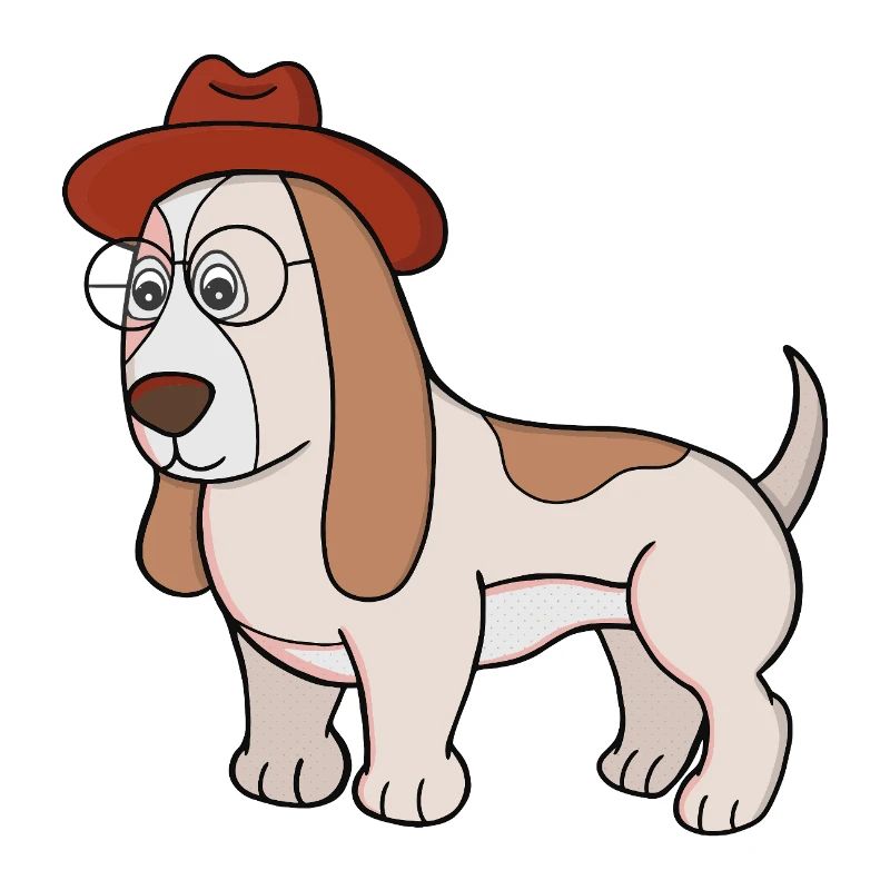 Brillen-Beagle mit Fedora