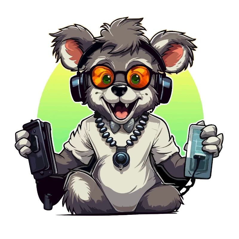 Koala gamer avec casque