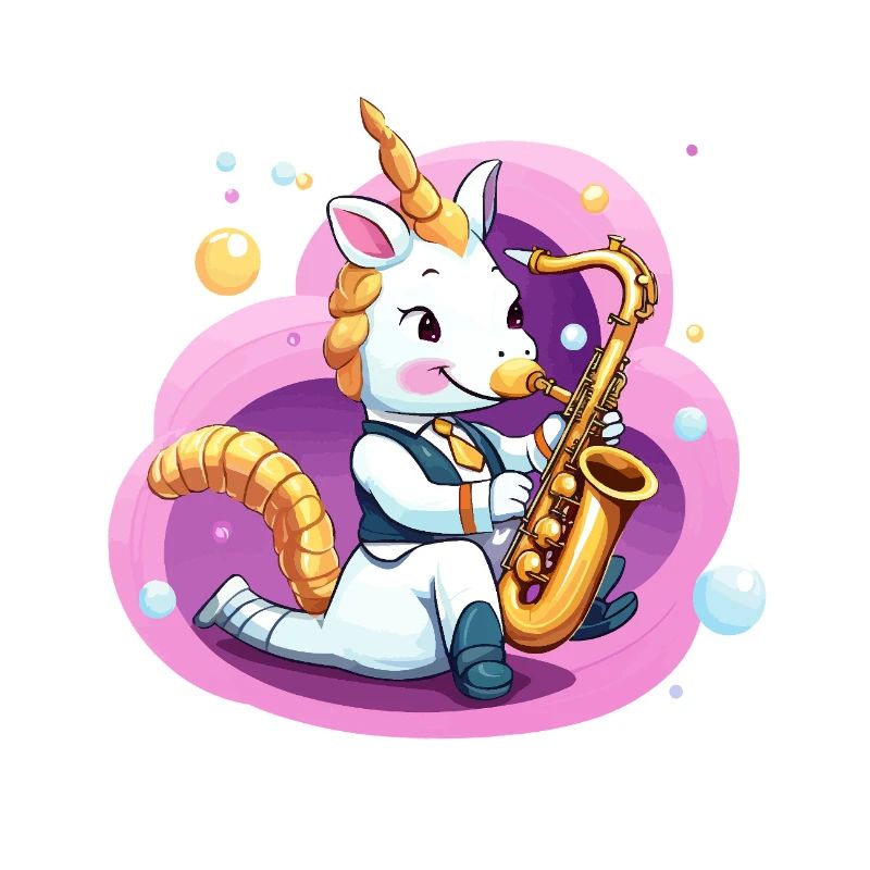Saxophone licorne dans un tourbillon rose