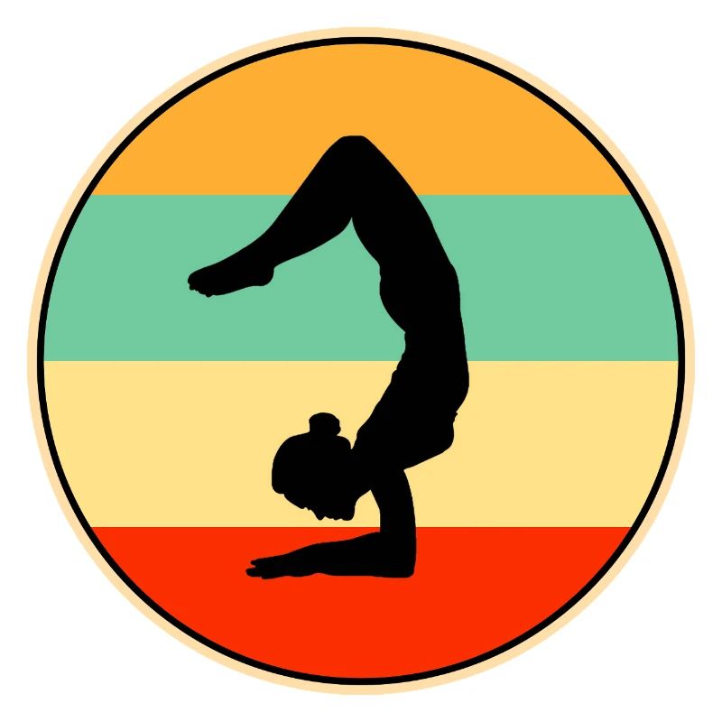 Graphisme de silhouette rétro de gymnaste au coucher de soleil