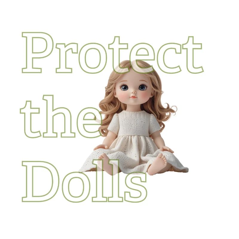 Cute Doll Looking Up – Minimal Design