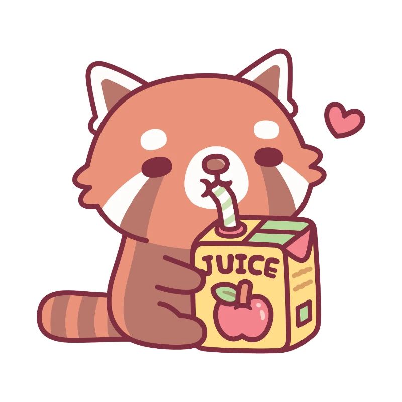 Le mignon panda roux adore le jus de pomme