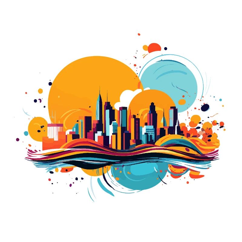 Villes de couleur dans un feu d’artifice de couleurs