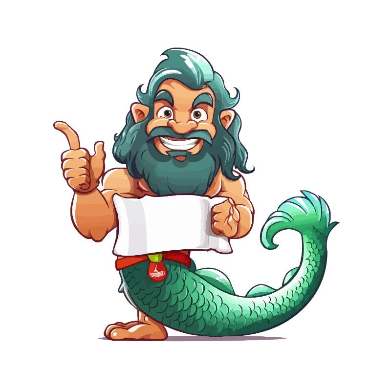 Meerheld mit Bart und Flosse