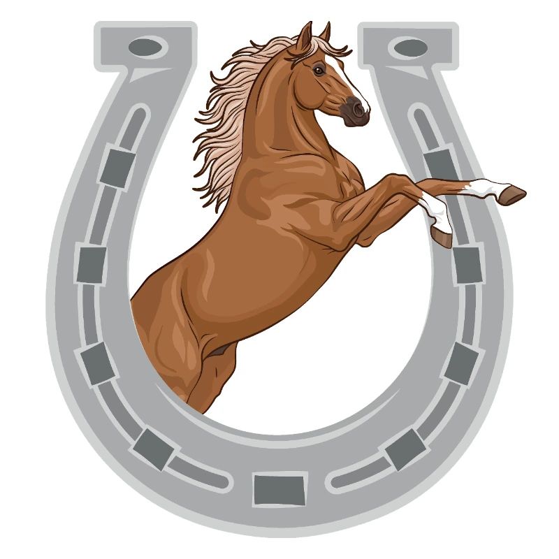 Un cheval cabré dans un fer à cheval