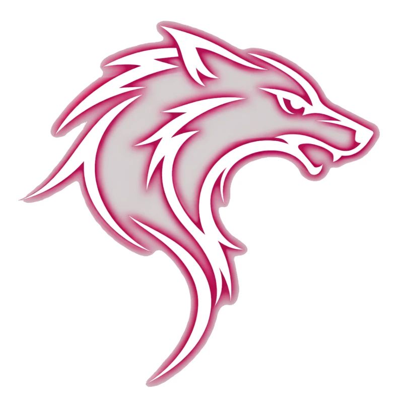 Aggressive pink stylized tribal wolf