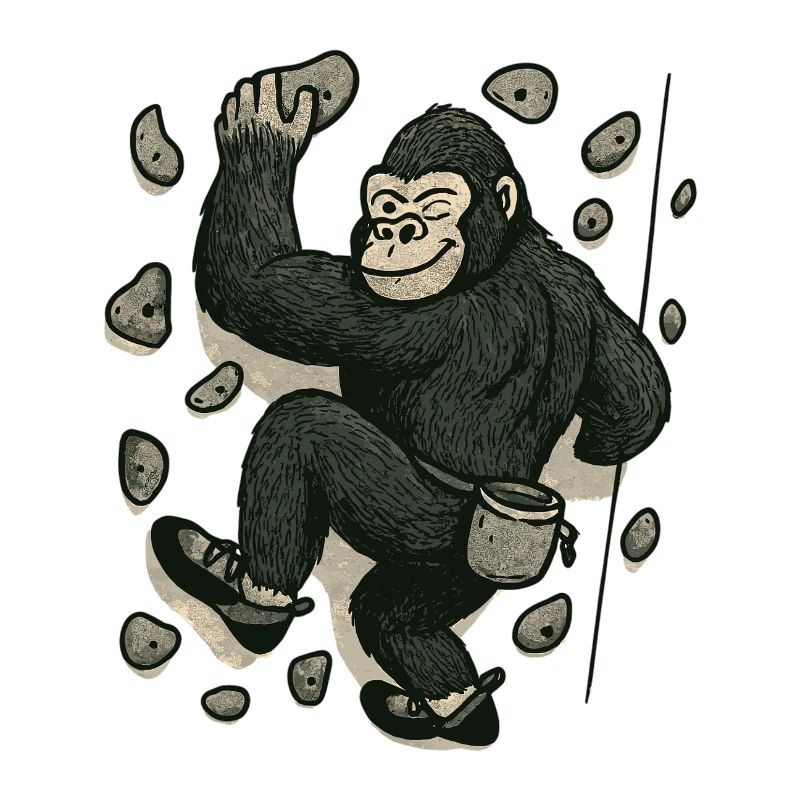 Bouldering gorilla – monkey on the climbing wall