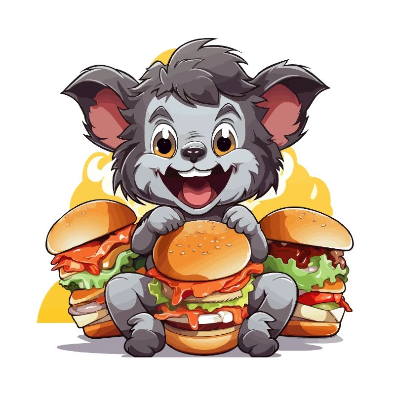Kauender Koala mit Burgern
