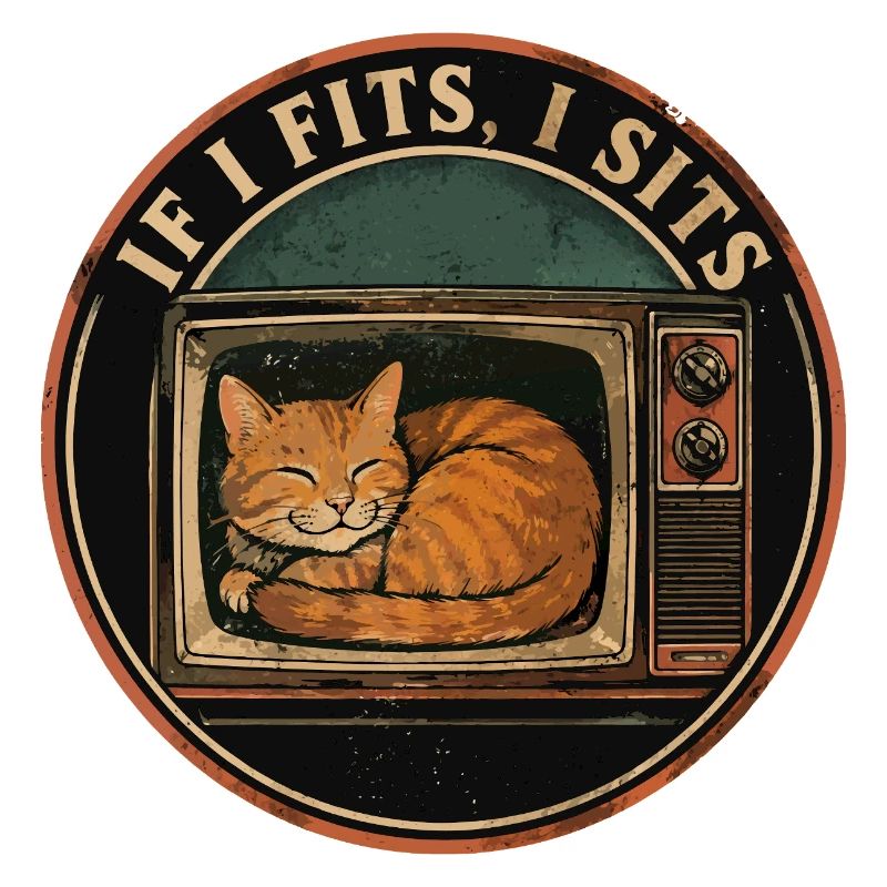 Chat Mignon Rétro TV If I Fits I Sits