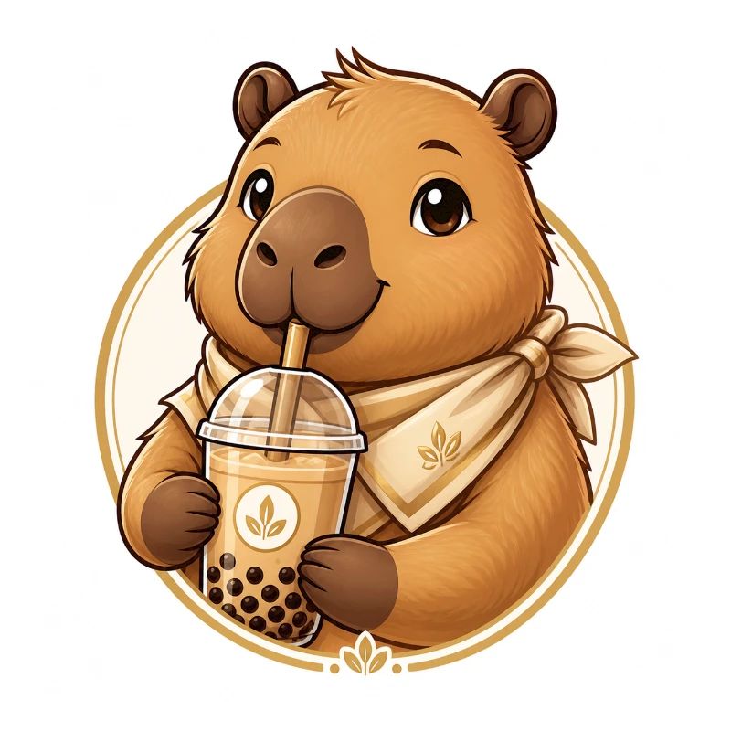 Golden Bear Bubble Tea Charm