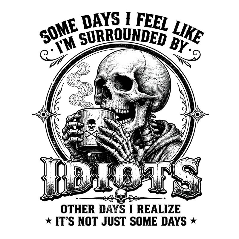Skeleton Drinking Coffee Idiots