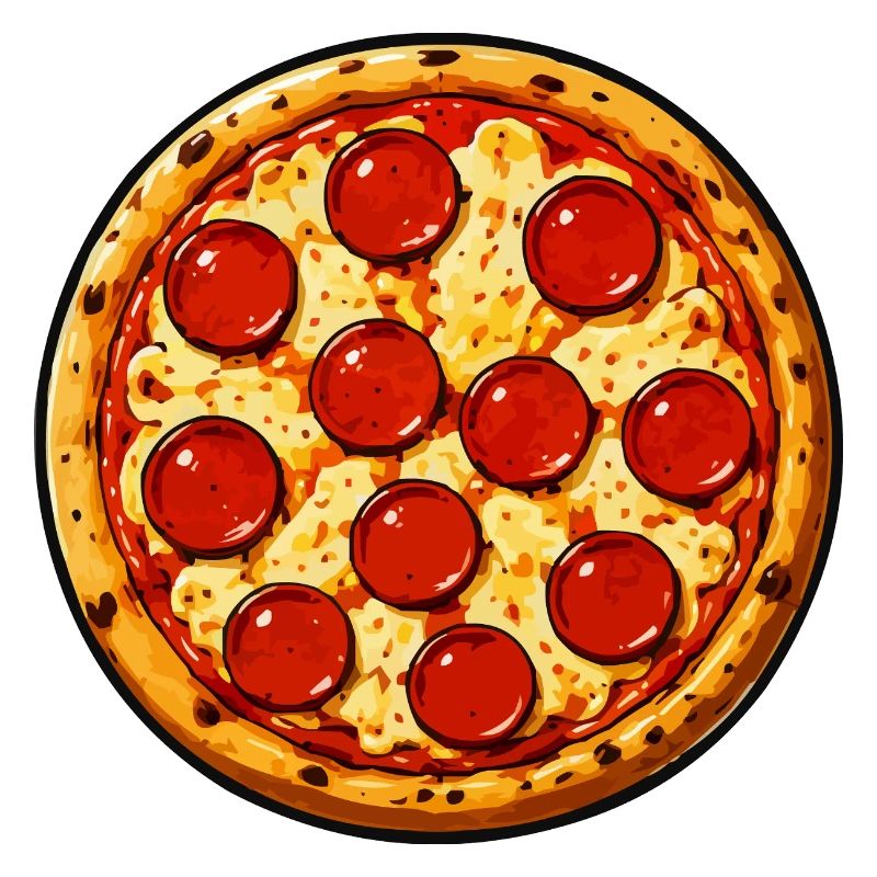 Pepperoni Pizza Illustration Comic Style